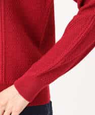 F1FBD51140 MK MICHEL KLEIN(小さいサイズ)(メゾン ドゥ サンク) 【小さいサイズ】ミニケーブル編みニット/洗える レッド