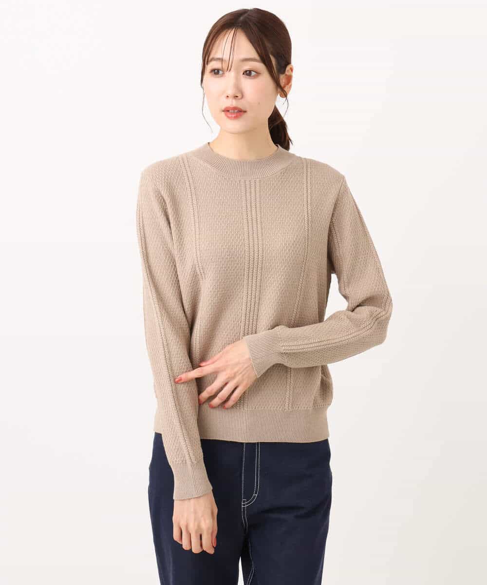 F1FBD51140 MK MICHEL KLEIN(小さいサイズ)(メゾン ドゥ サンク) 【小さいサイズ】ミニケーブル編みニット/洗える レッド