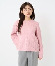 F1FBD52160 MK MICHEL KLEIN(小さいサイズ)(メゾン ドゥ サンク) 【小さいサイズ】スパンコールラメ入りニット/洗える ピンク