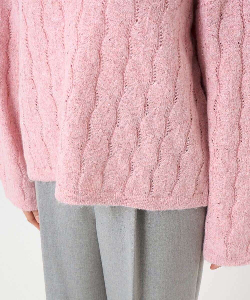 F1FBD52160 MK MICHEL KLEIN(小さいサイズ)(メゾン ドゥ サンク) 【小さいサイズ】スパンコールラメ入りニット/洗える ピンク