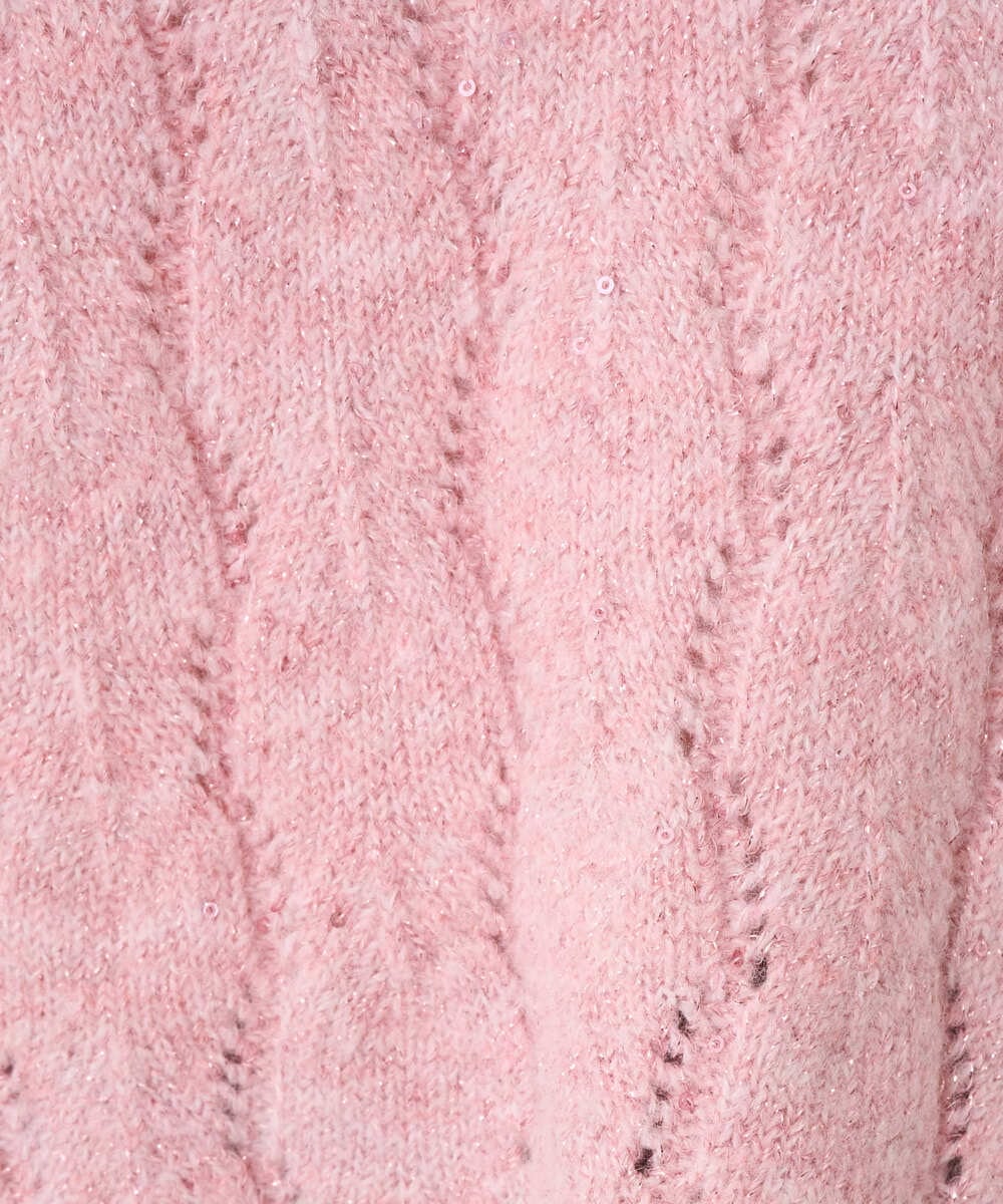 F1FBD52160 MK MICHEL KLEIN(小さいサイズ)(メゾン ドゥ サンク) 【小さいサイズ】スパンコールラメ入りニット/洗える ピンク