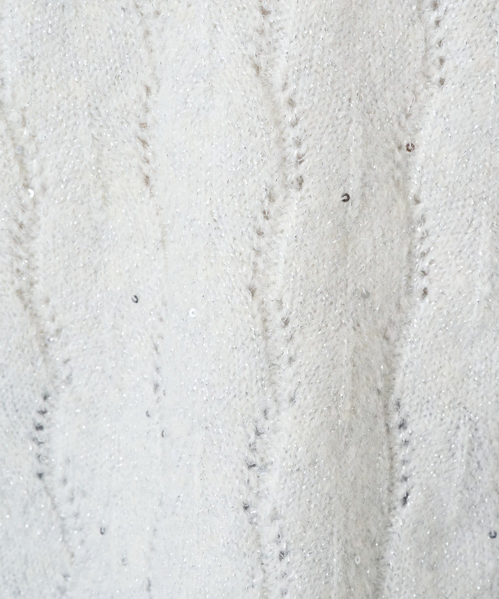 F1FBD52160 MK MICHEL KLEIN(小さいサイズ)(メゾン ドゥ サンク) 【小さいサイズ】スパンコールラメ入りニット/洗える ピンク