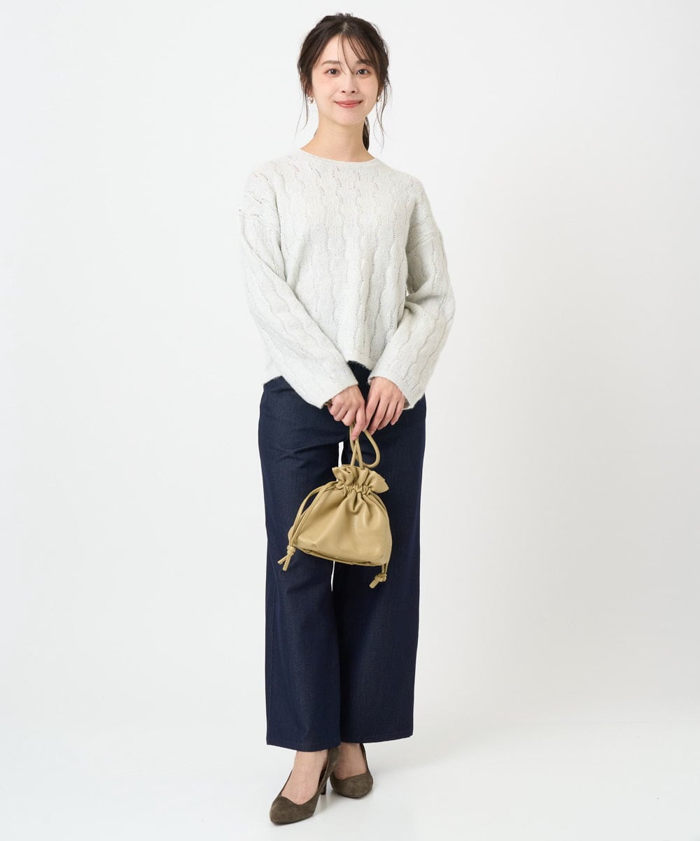 F1FBD52160 MK MICHEL KLEIN(小さいサイズ)(メゾン ドゥ サンク) 【小さいサイズ】スパンコールラメ入りニット/洗える ピンク