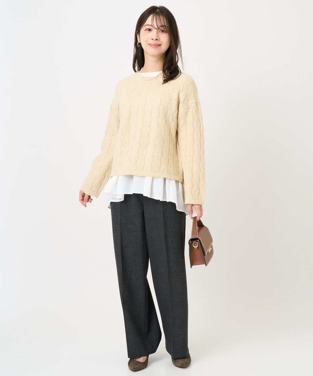 F1FBD52160 MK MICHEL KLEIN(小さいサイズ)(メゾン ドゥ サンク) 【小さいサイズ】スパンコールラメ入りニット/洗える ピンク