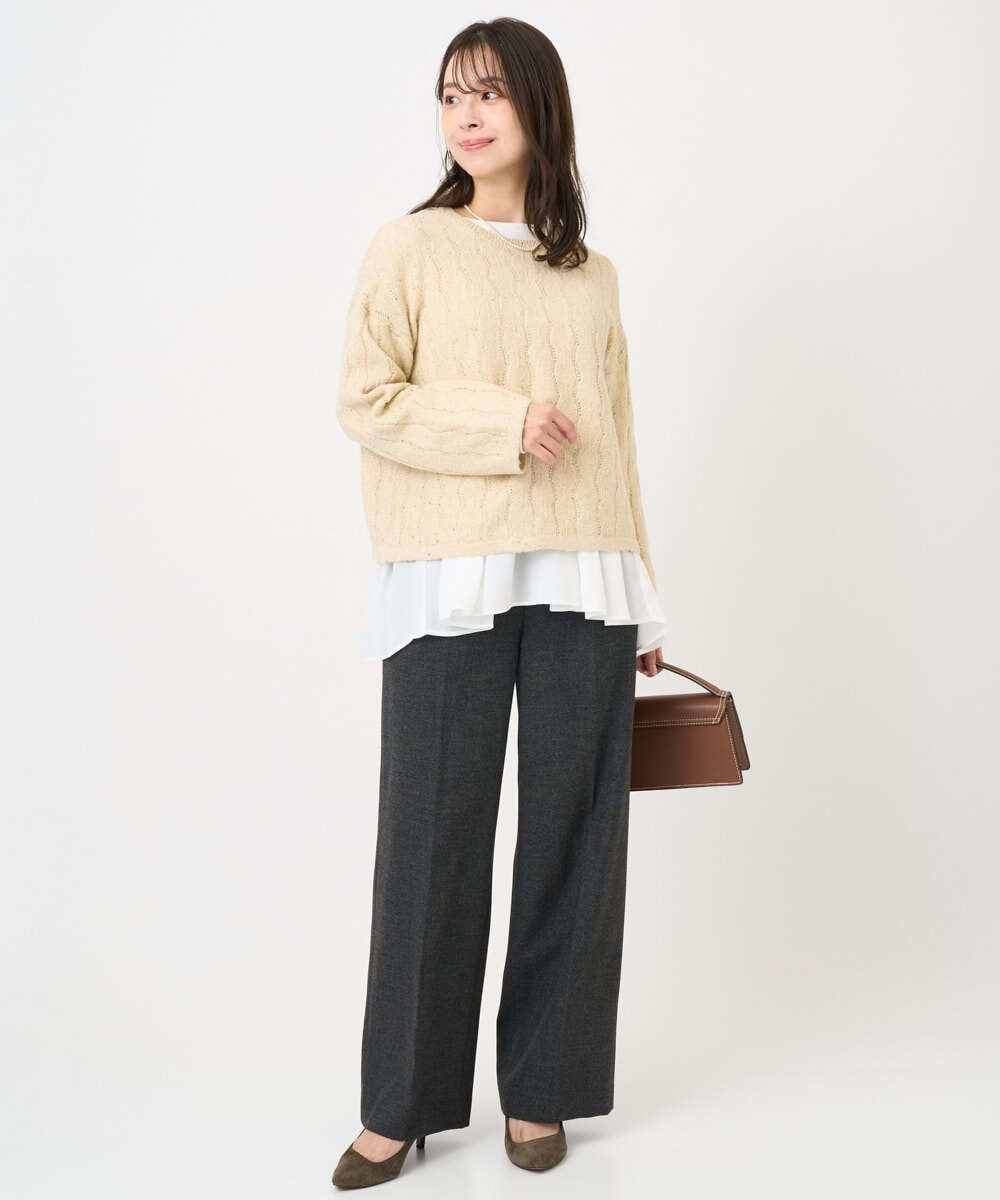 F1FBD52160 MK MICHEL KLEIN(小さいサイズ)(メゾン ドゥ サンク) 【小さいサイズ】スパンコールラメ入りニット/洗える ピンク