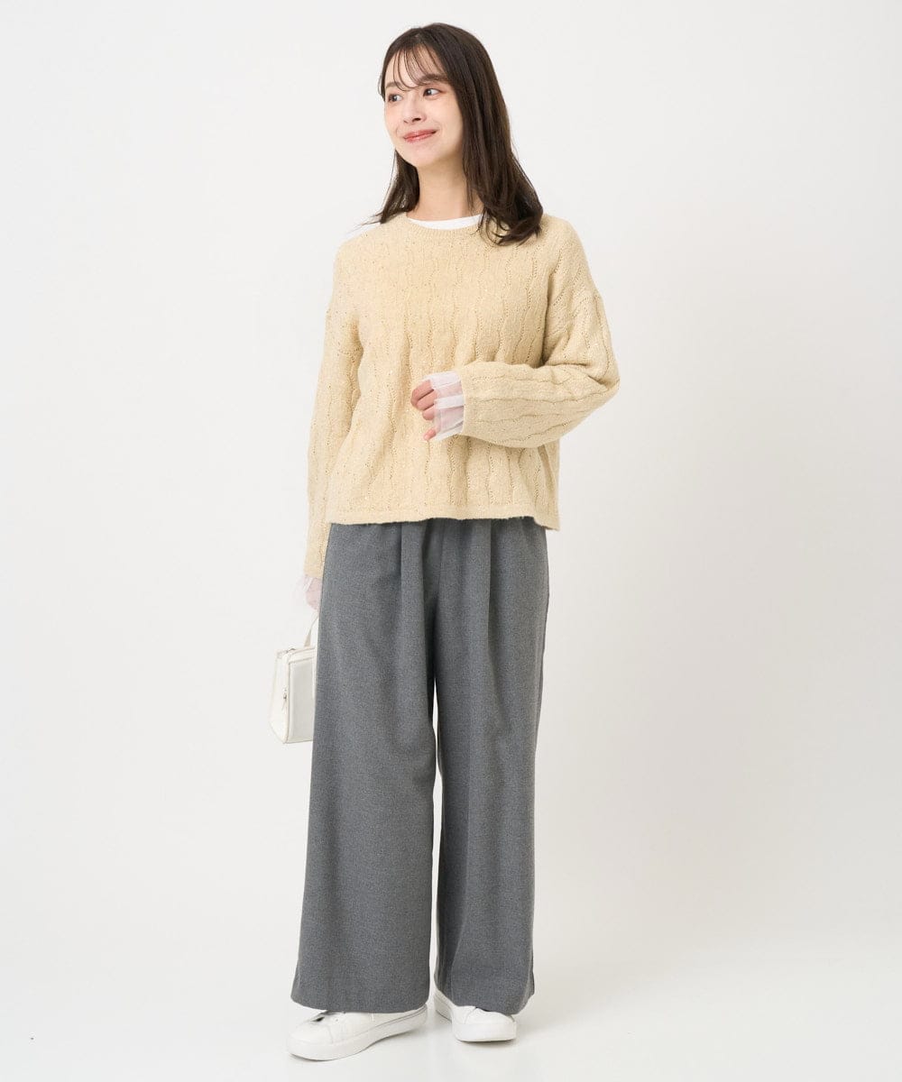 F1FBD52160 MK MICHEL KLEIN(小さいサイズ)(メゾン ドゥ サンク) 【小さいサイズ】スパンコールラメ入りニット/洗える ピンク