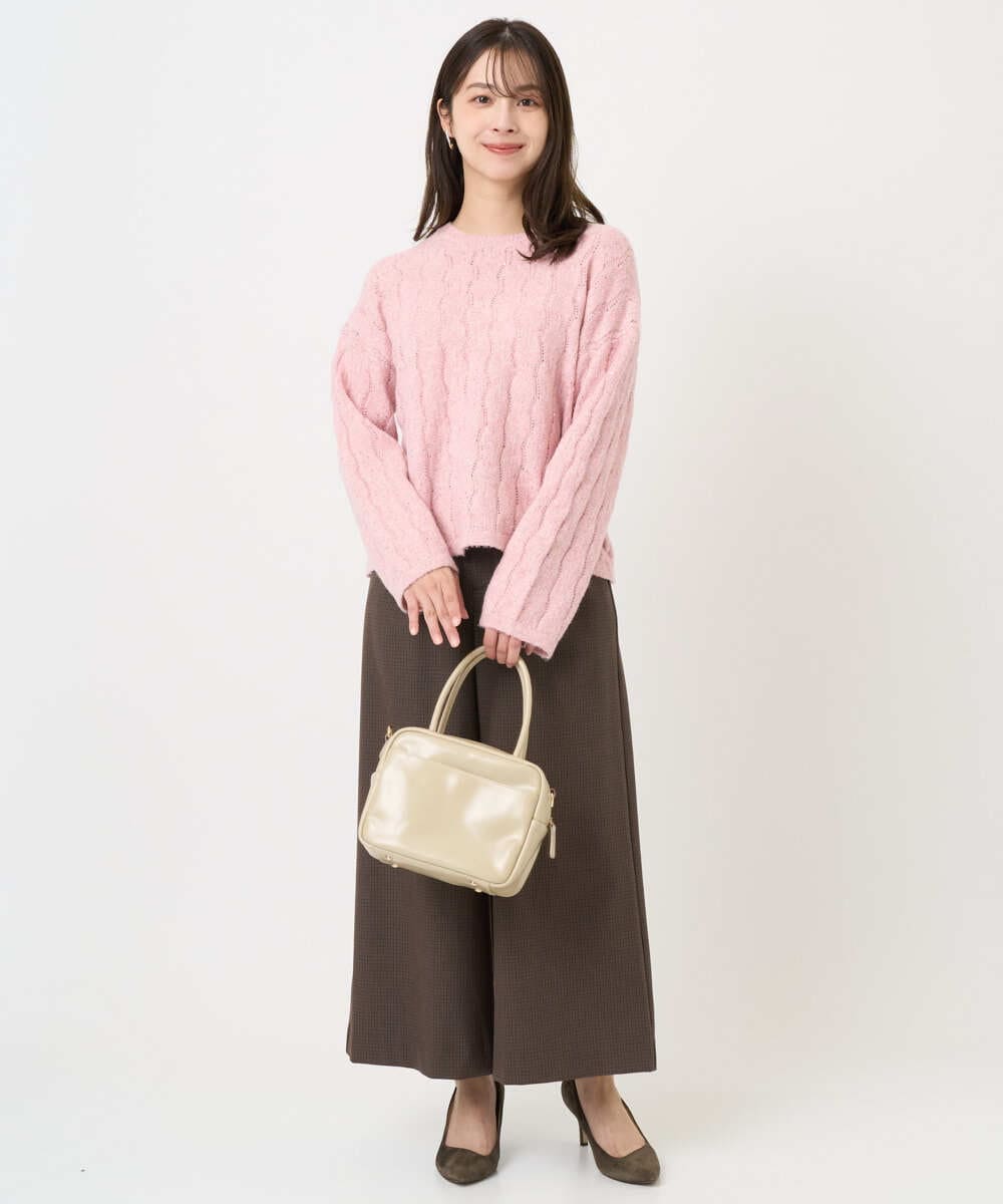 F1FBD52160 MK MICHEL KLEIN(小さいサイズ)(メゾン ドゥ サンク) 【小さいサイズ】スパンコールラメ入りニット/洗える ピンク