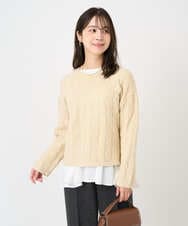 F1FBD52160 MK MICHEL KLEIN(小さいサイズ)(メゾン ドゥ サンク) 【小さいサイズ】スパンコールラメ入りニット/洗える ピンク