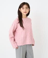 F1FBD52160 MK MICHEL KLEIN(小さいサイズ)(メゾン ドゥ サンク) 【小さいサイズ】スパンコールラメ入りニット/洗える ピンク