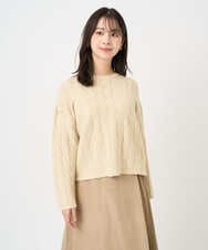 F1FBD52160 MK MICHEL KLEIN(小さいサイズ)(メゾン ドゥ サンク) 【小さいサイズ】スパンコールラメ入りニット/洗える ベージュ