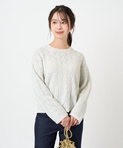 F1FBD52160 MK MICHEL KLEIN(小さいサイズ) 【小さいサイズ】スパンコールラメ入りニット/洗える