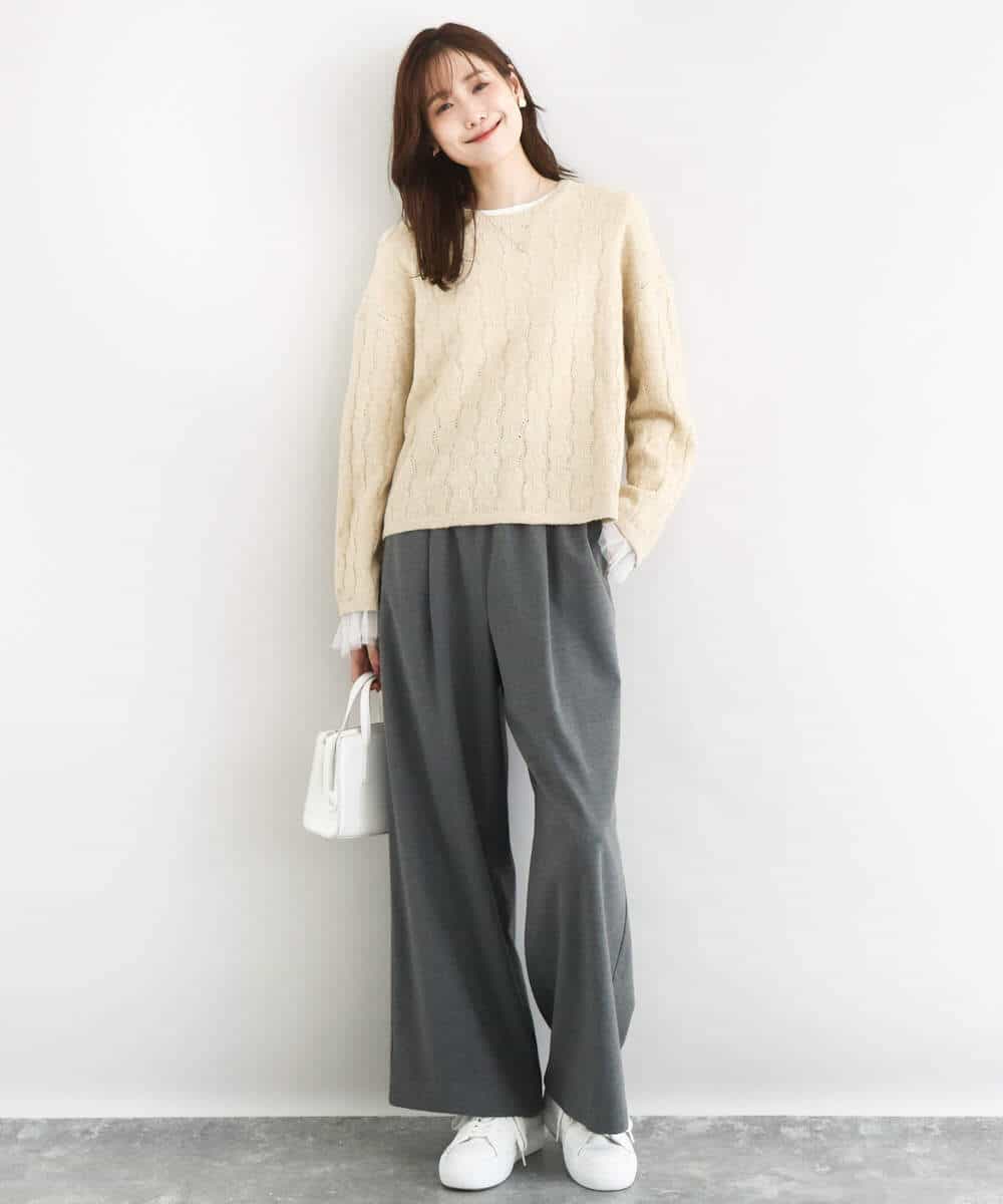 F1FBD52160 MK MICHEL KLEIN(小さいサイズ)(メゾン ドゥ サンク) 【小さいサイズ】スパンコールラメ入りニット/洗える ピンク