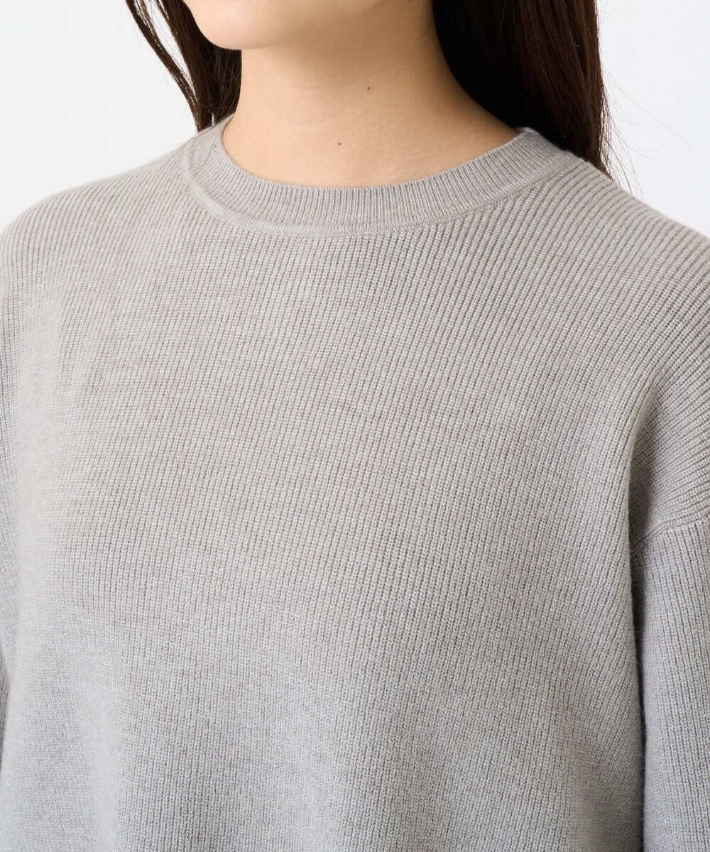 F1FBD53150 MK MICHEL KLEIN(小さいサイズ)(メゾン ドゥ サンク) 【小さいサイズ】配色ライン片畦編みニット/洗える グレー