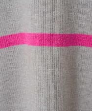 F1FBD53150 MK MICHEL KLEIN(小さいサイズ)(メゾン ドゥ サンク) 【小さいサイズ】配色ライン片畦編みニット/洗える グレー