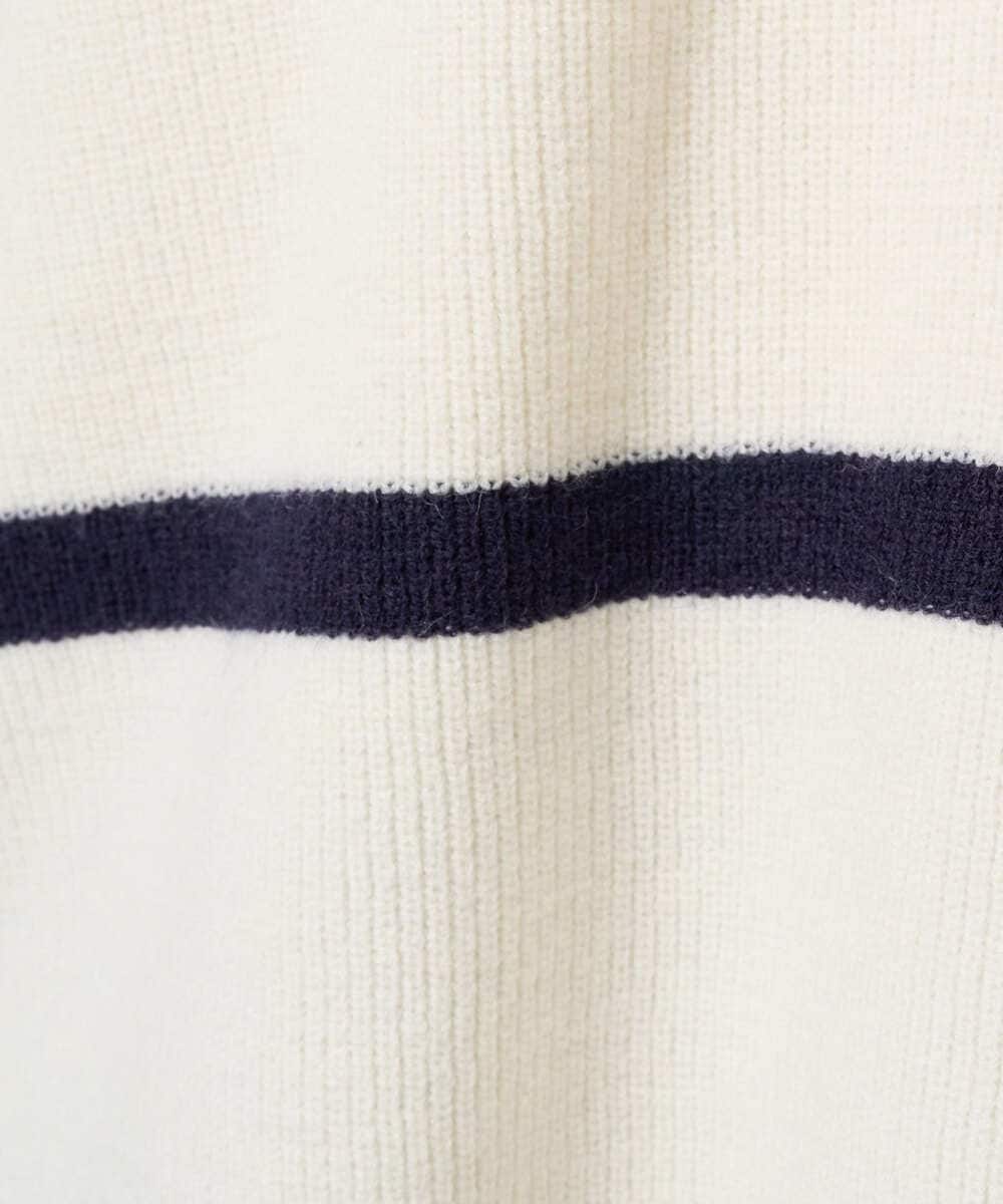 F1FBD53150 MK MICHEL KLEIN(小さいサイズ)(メゾン ドゥ サンク) 【小さいサイズ】配色ライン片畦編みニット/洗える グレー