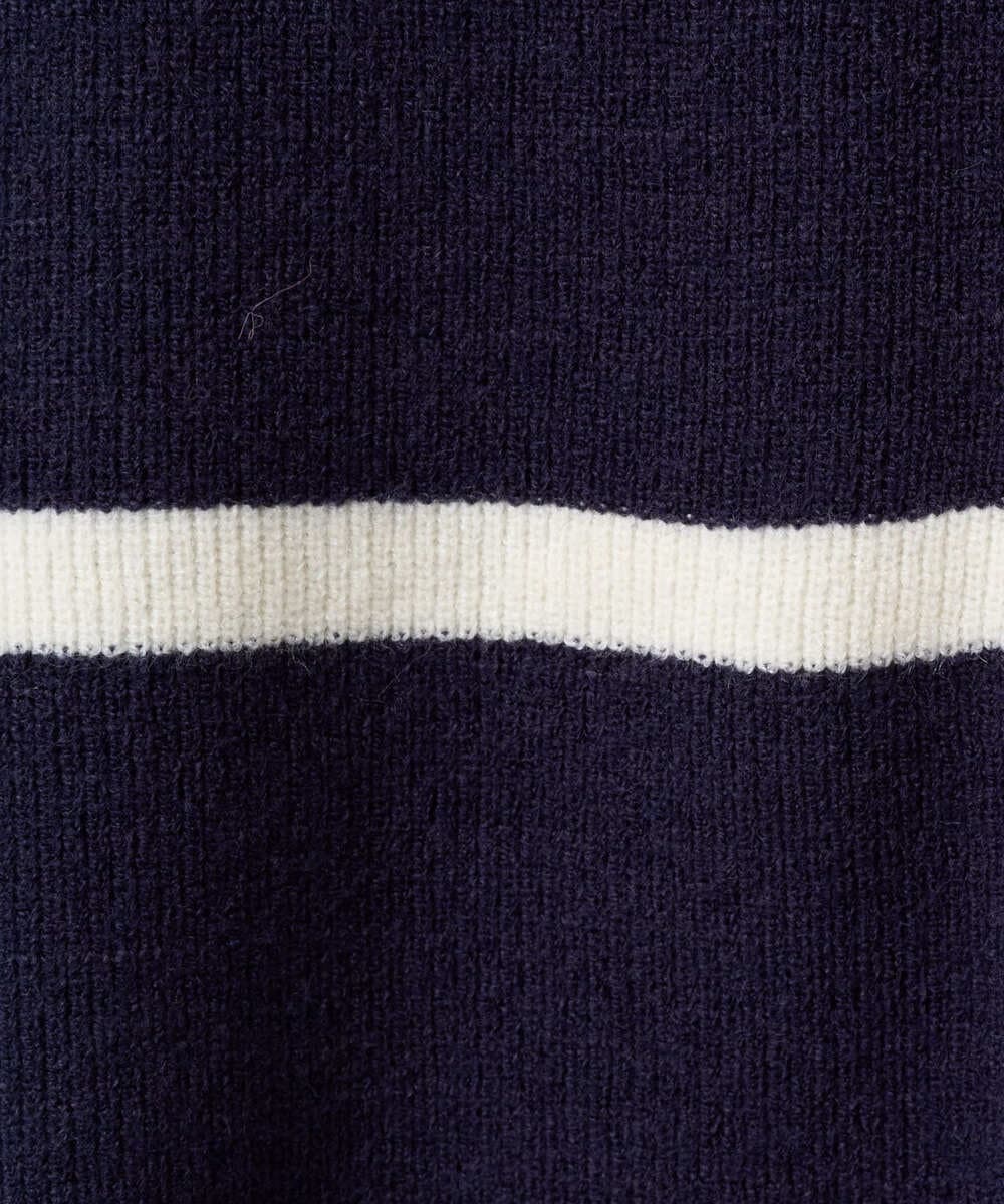 F1FBD53150 MK MICHEL KLEIN(小さいサイズ)(メゾン ドゥ サンク) 【小さいサイズ】配色ライン片畦編みニット/洗える グレー