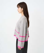 F1FBD53150 MK MICHEL KLEIN(小さいサイズ)(メゾン ドゥ サンク) 【小さいサイズ】配色ライン片畦編みニット/洗える グレー