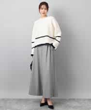 F1FBD53150 MK MICHEL KLEIN(小さいサイズ)(メゾン ドゥ サンク) 【小さいサイズ】配色ライン片畦編みニット/洗える グレー