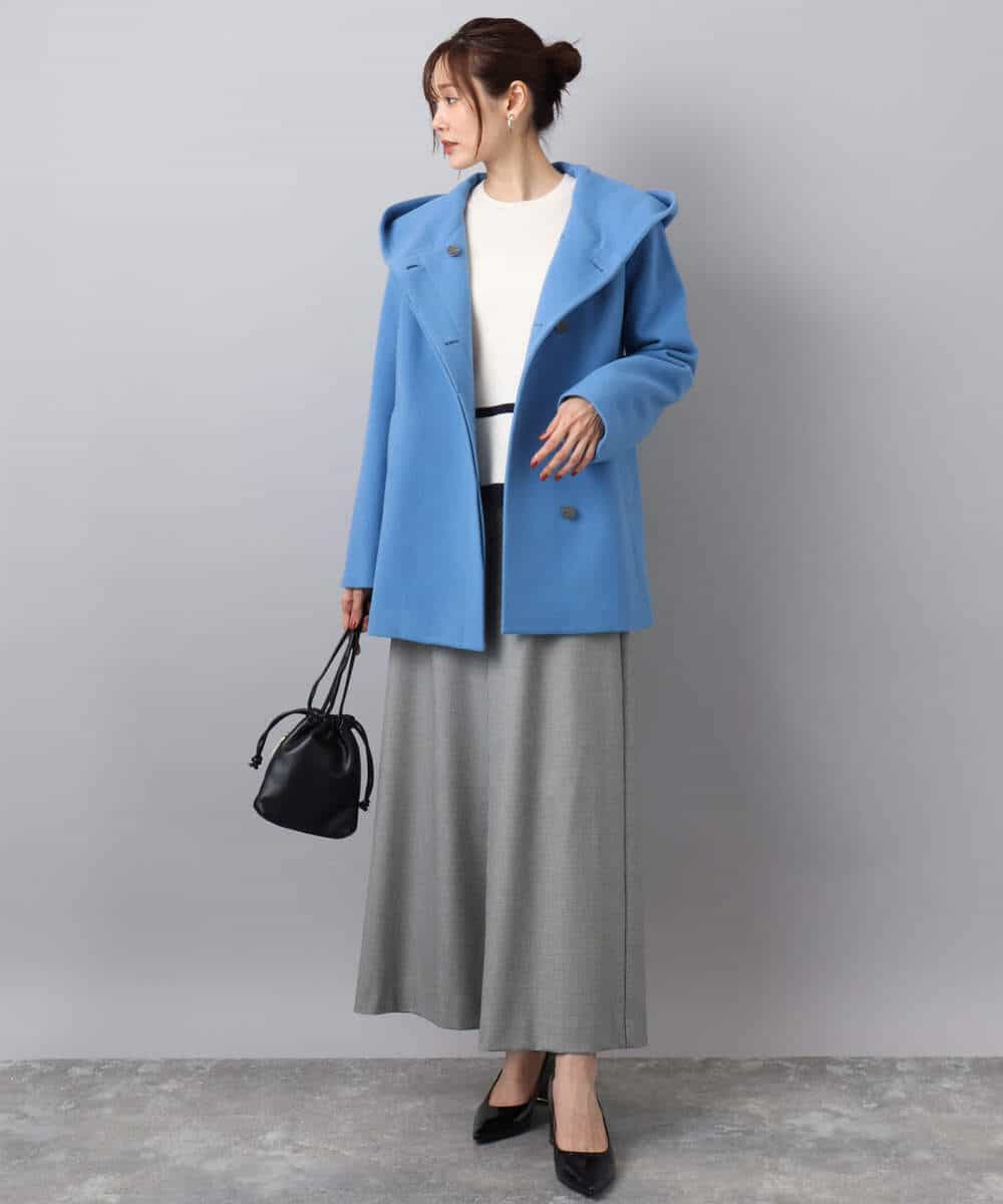 F1FBD53150 MK MICHEL KLEIN(小さいサイズ)(メゾン ドゥ サンク) 【小さいサイズ】配色ライン片畦編みニット/洗える グレー