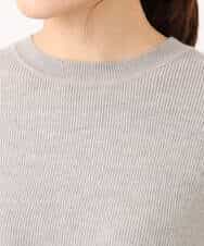 F1FBD53150 MK MICHEL KLEIN(小さいサイズ)(メゾン ドゥ サンク) 【小さいサイズ】配色ライン片畦編みニット/洗える グレー