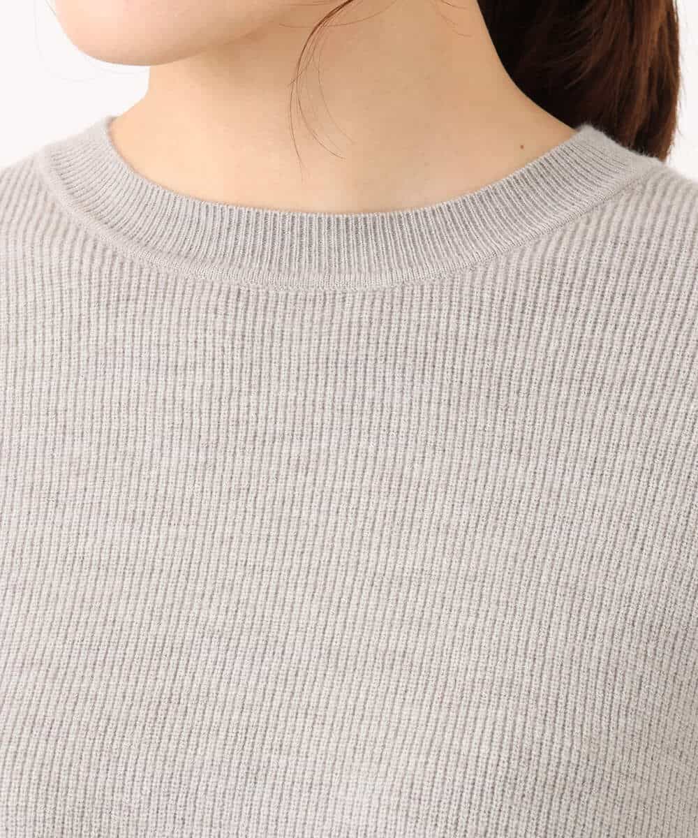 F1FBD53150 MK MICHEL KLEIN(小さいサイズ)(メゾン ドゥ サンク) 【小さいサイズ】配色ライン片畦編みニット/洗える グレー