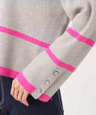 F1FBD53150 MK MICHEL KLEIN(小さいサイズ)(メゾン ドゥ サンク) 【小さいサイズ】配色ライン片畦編みニット/洗える グレー