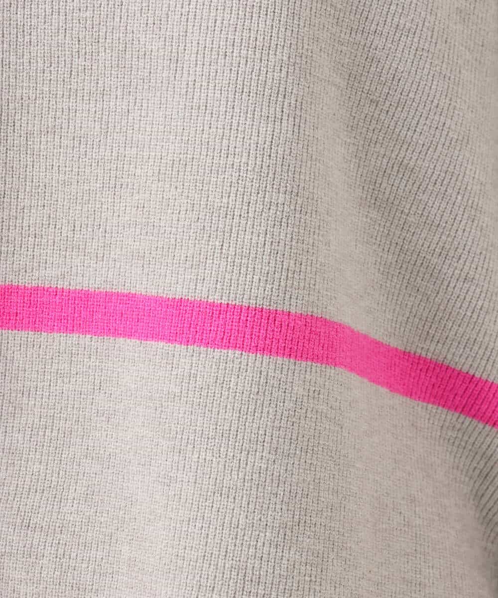 F1FBD53150 MK MICHEL KLEIN(小さいサイズ)(メゾン ドゥ サンク) 【小さいサイズ】配色ライン片畦編みニット/洗える グレー