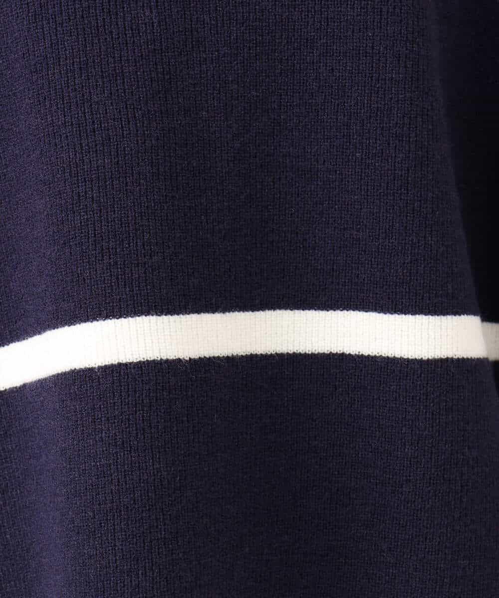 F1FBD53150 MK MICHEL KLEIN(小さいサイズ)(メゾン ドゥ サンク) 【小さいサイズ】配色ライン片畦編みニット/洗える グレー