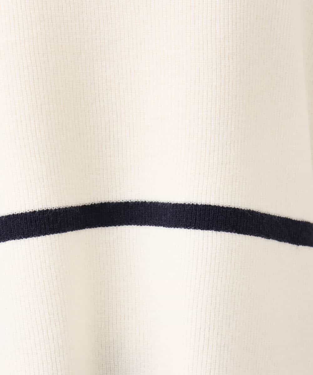 F1FBD53150 MK MICHEL KLEIN(小さいサイズ)(メゾン ドゥ サンク) 【小さいサイズ】配色ライン片畦編みニット/洗える グレー