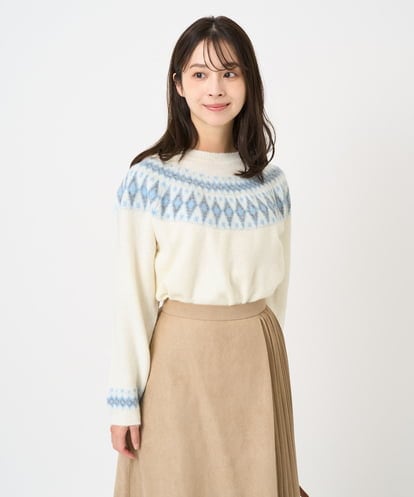 F1FBD54160 MK MICHEL KLEIN(小さいサイズ) 【小さいサイズ】ノルディック柄ニット/洗える