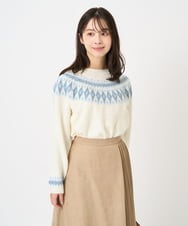 F1FBD54160 MK MICHEL KLEIN(小さいサイズ)(メゾン ドゥ サンク) 【小さいサイズ】ノルディック柄ニット/洗える アイボリー