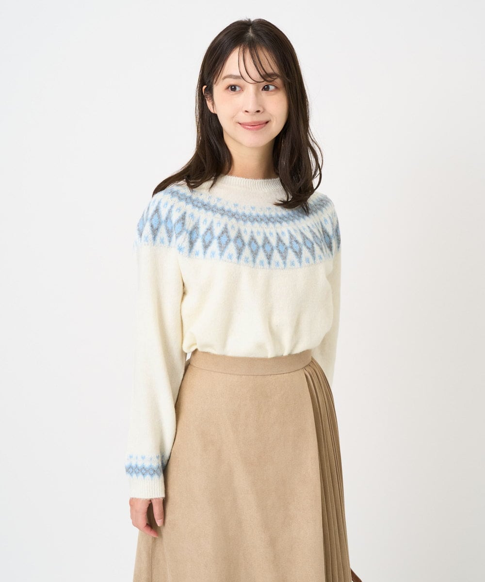 F1FBD54160 MK MICHEL KLEIN(小さいサイズ) 【小さいサイズ】ノルディック柄ニット/洗える