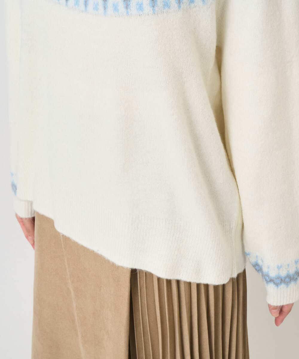 F1FBD54160 MK MICHEL KLEIN(小さいサイズ)(メゾン ドゥ サンク) 【小さいサイズ】ノルディック柄ニット/洗える アイボリー