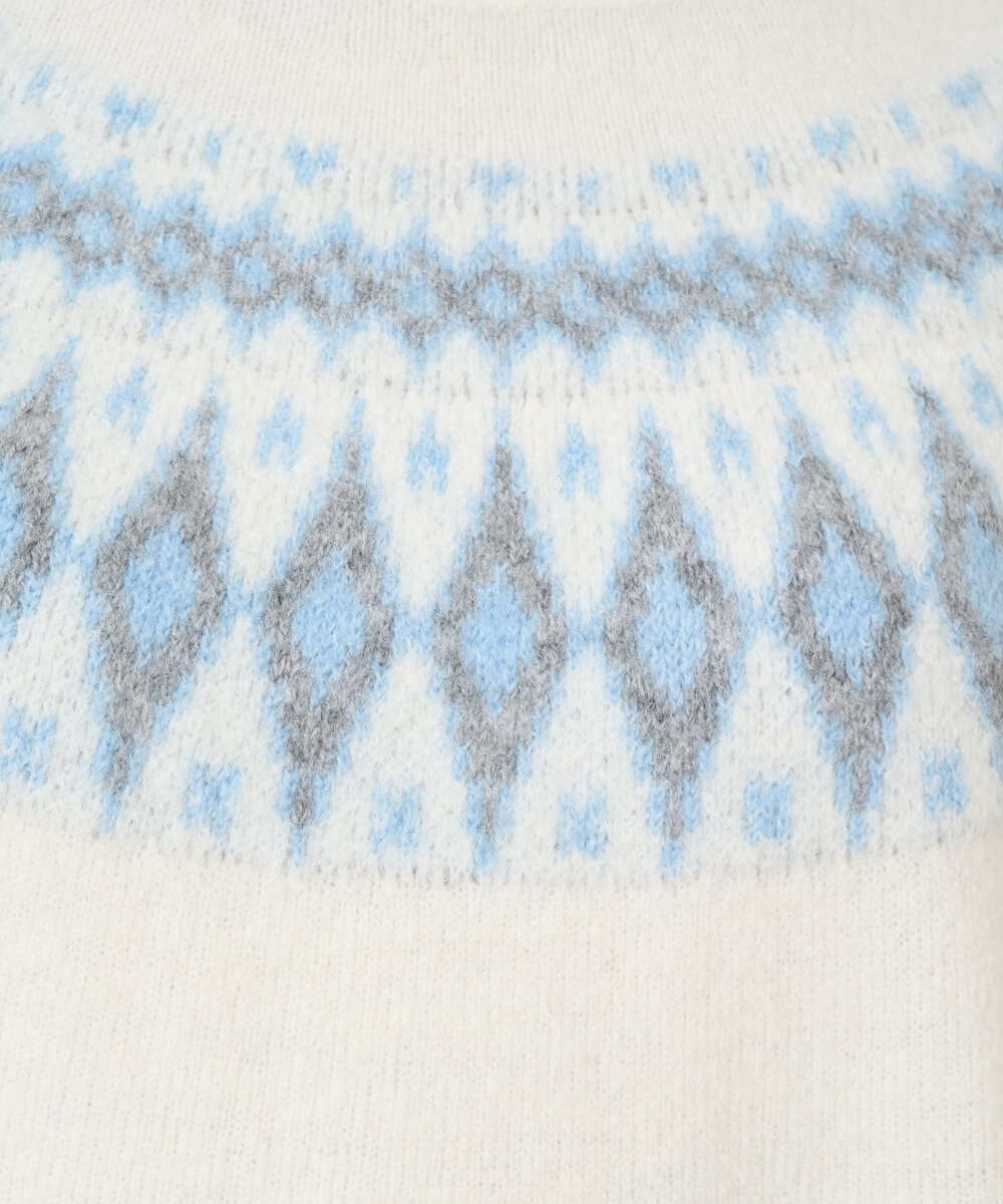 F1FBD54160 MK MICHEL KLEIN(小さいサイズ)(メゾン ドゥ サンク) 【小さいサイズ】ノルディック柄ニット/洗える アイボリー