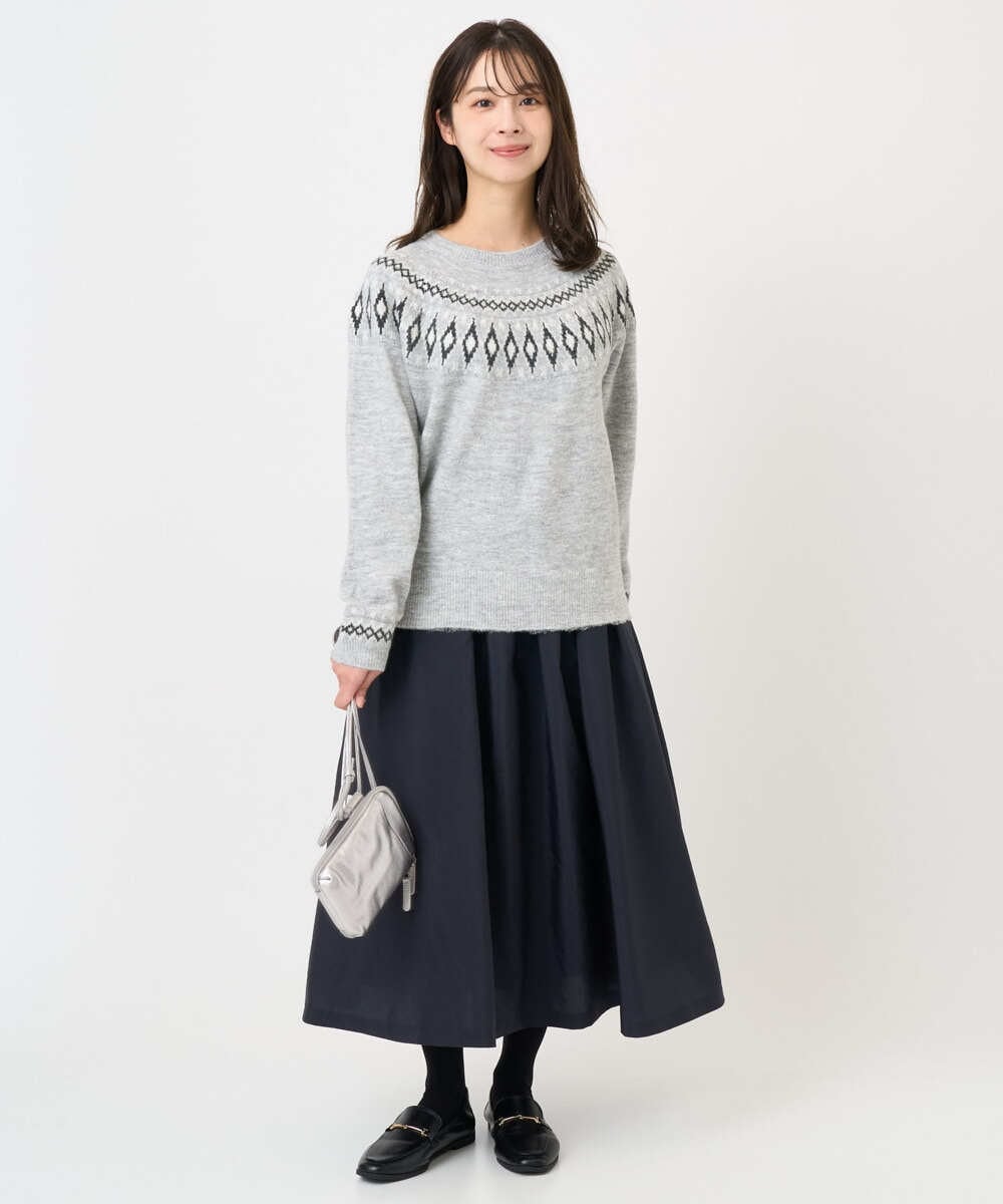 F1FBD54160 MK MICHEL KLEIN(小さいサイズ)(メゾン ドゥ サンク) 【小さいサイズ】ノルディック柄ニット/洗える アイボリー