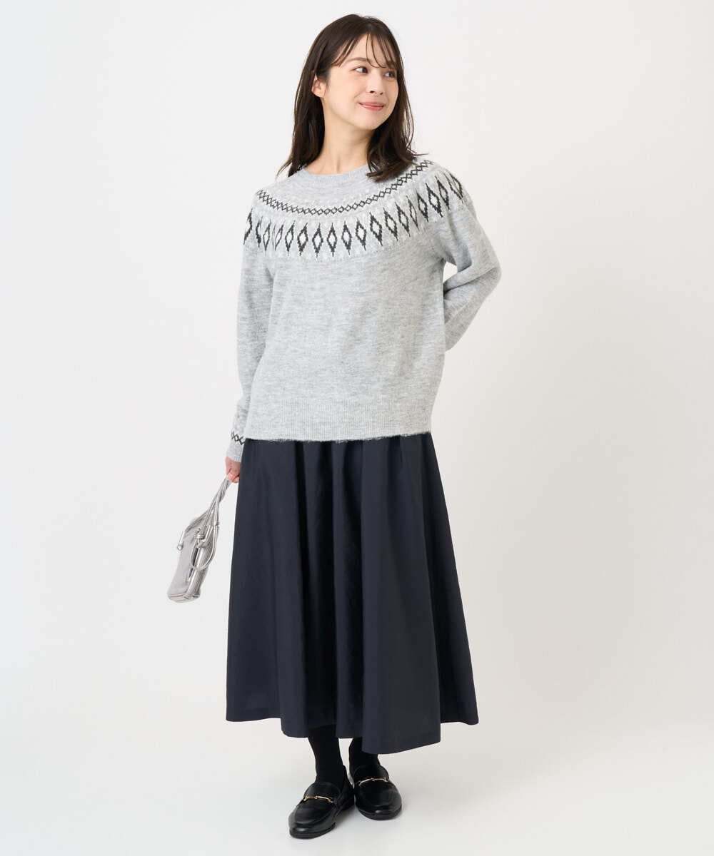 F1FBD54160 MK MICHEL KLEIN(小さいサイズ)(メゾン ドゥ サンク) 【小さいサイズ】ノルディック柄ニット/洗える アイボリー