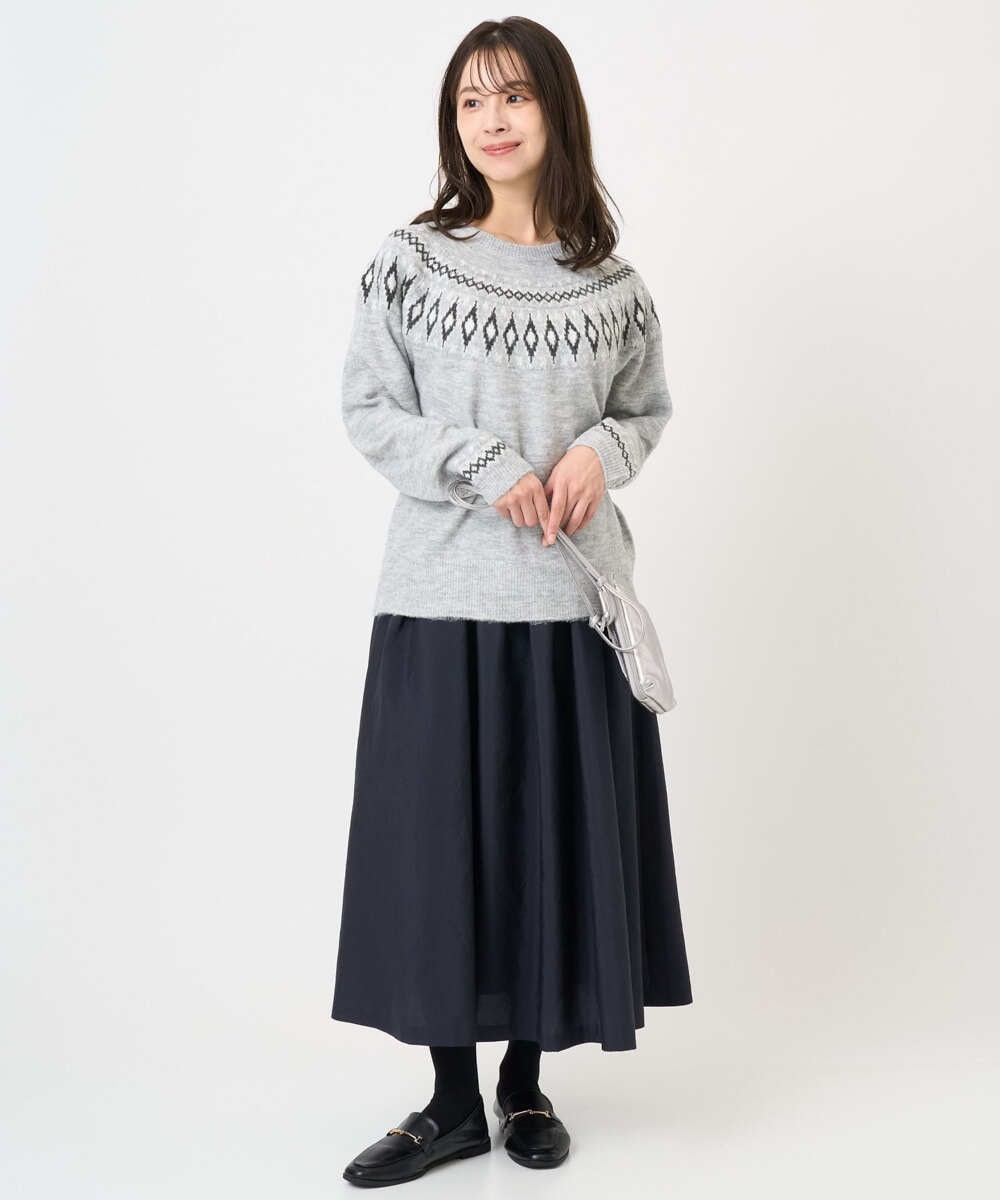 F1FBD54160 MK MICHEL KLEIN(小さいサイズ)(メゾン ドゥ サンク) 【小さいサイズ】ノルディック柄ニット/洗える アイボリー