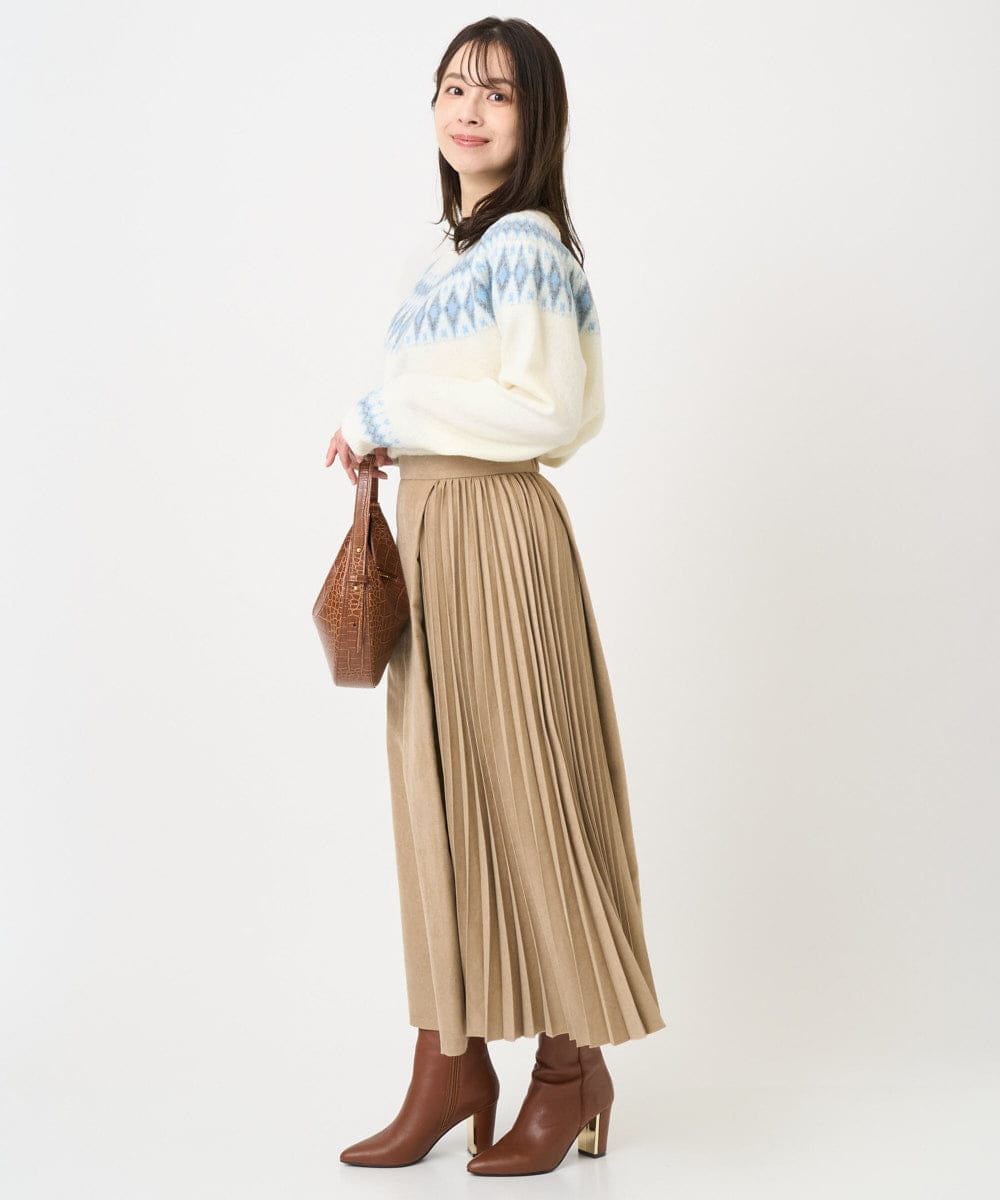 F1FBD54160 MK MICHEL KLEIN(小さいサイズ)(メゾン ドゥ サンク) 【小さいサイズ】ノルディック柄ニット/洗える アイボリー