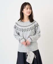 F1FBD54160 MK MICHEL KLEIN(小さいサイズ)(メゾン ドゥ サンク) 【小さいサイズ】ノルディック柄ニット/洗える アイボリー