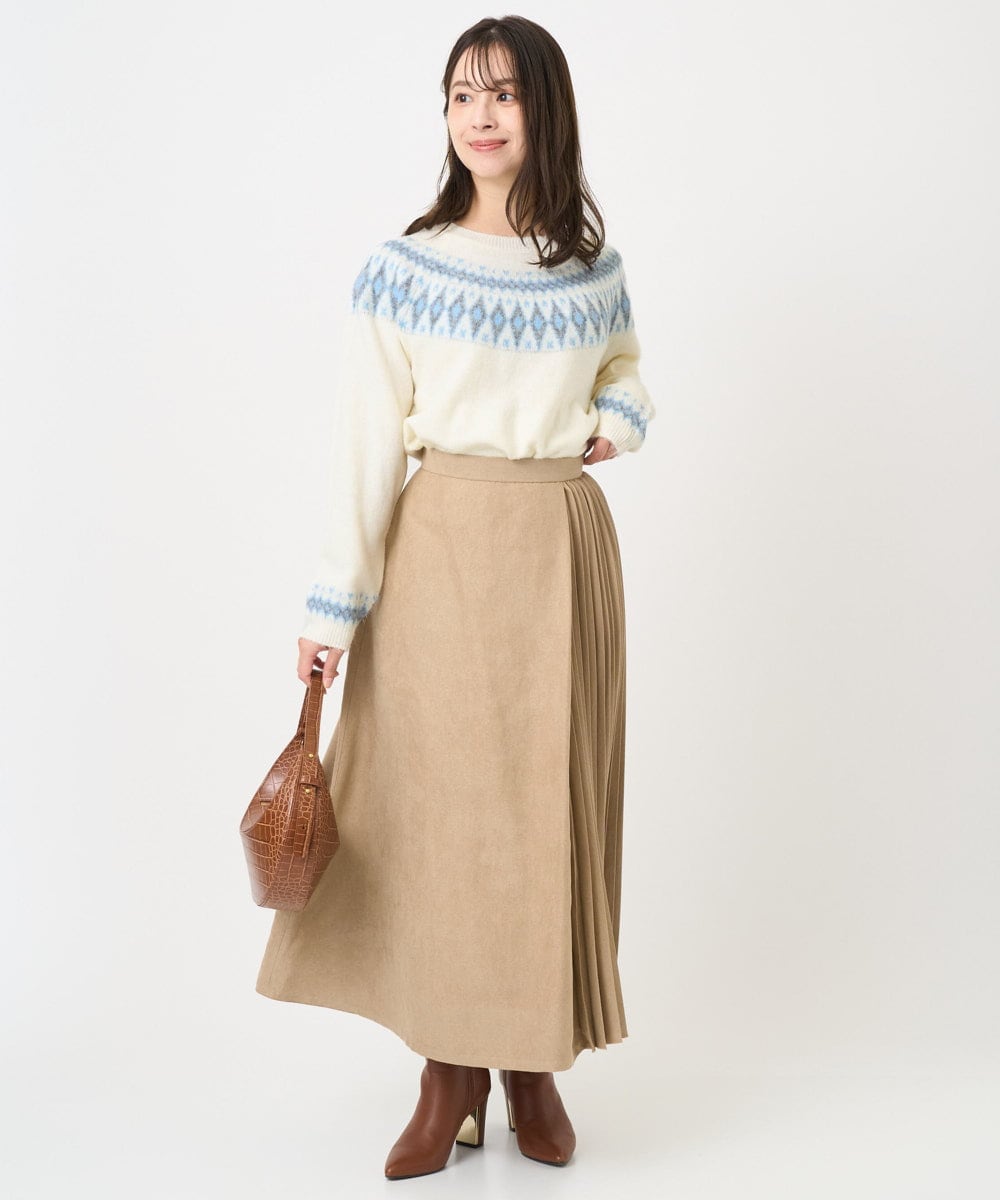 F1FBD54160 MK MICHEL KLEIN(小さいサイズ)(メゾン ドゥ サンク) 【小さいサイズ】ノルディック柄ニット/洗える アイボリー