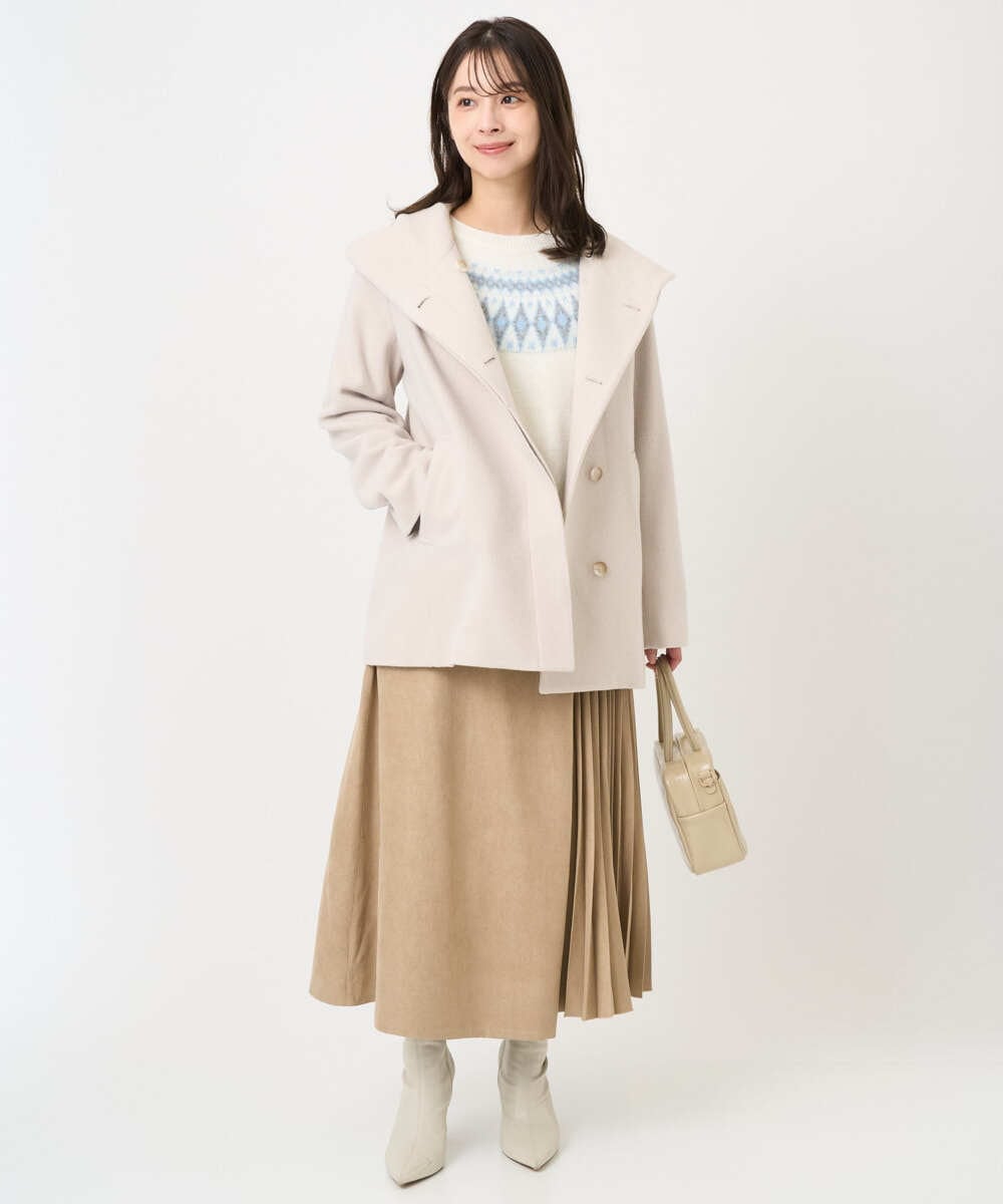 F1FBD54160 MK MICHEL KLEIN(小さいサイズ)(メゾン ドゥ サンク) 【小さいサイズ】ノルディック柄ニット/洗える アイボリー