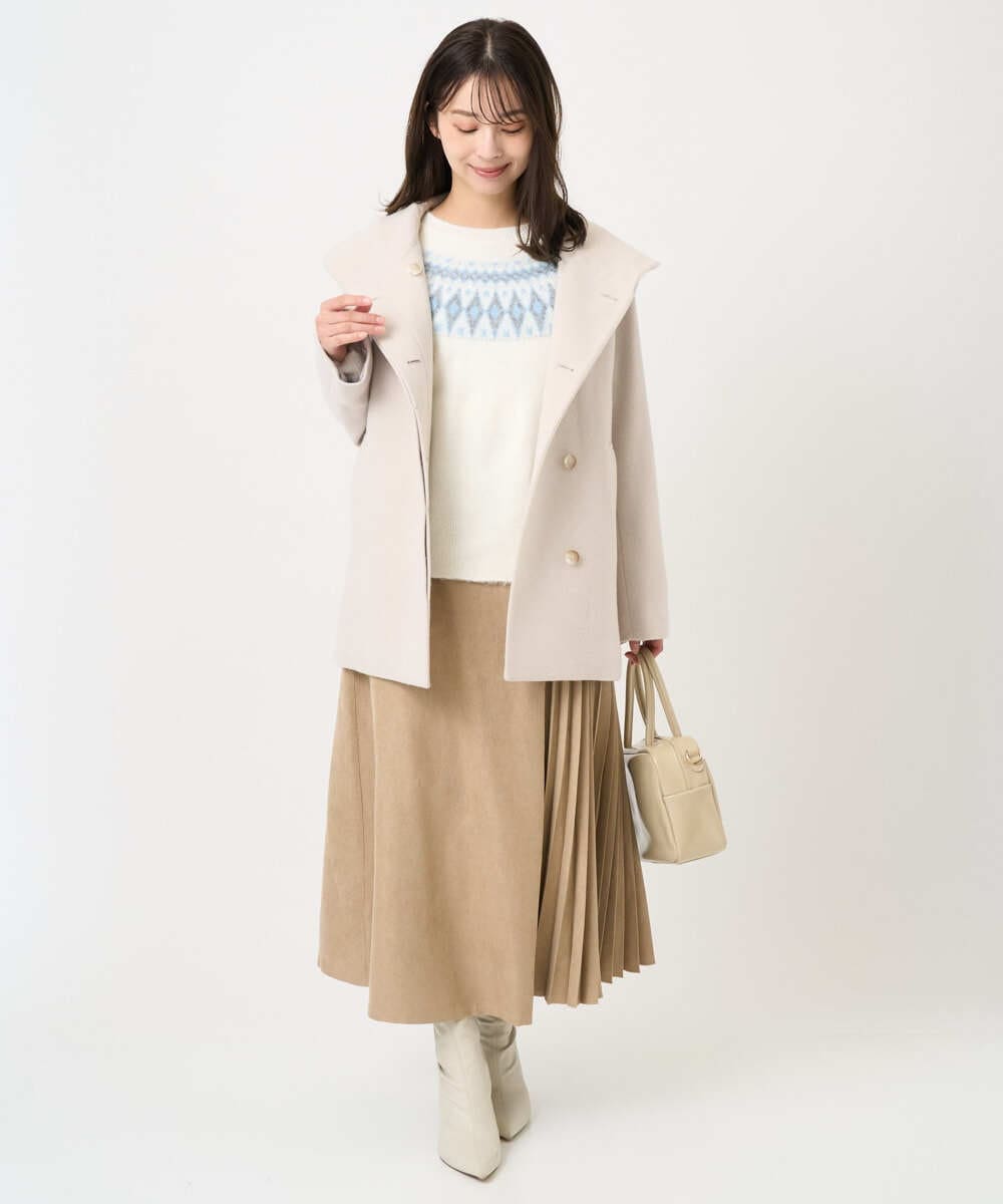 F1FBD54160 MK MICHEL KLEIN(小さいサイズ)(メゾン ドゥ サンク) 【小さいサイズ】ノルディック柄ニット/洗える アイボリー