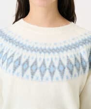 F1FBD54160 MK MICHEL KLEIN(小さいサイズ)(メゾン ドゥ サンク) 【小さいサイズ】ノルディック柄ニット/洗える アイボリー