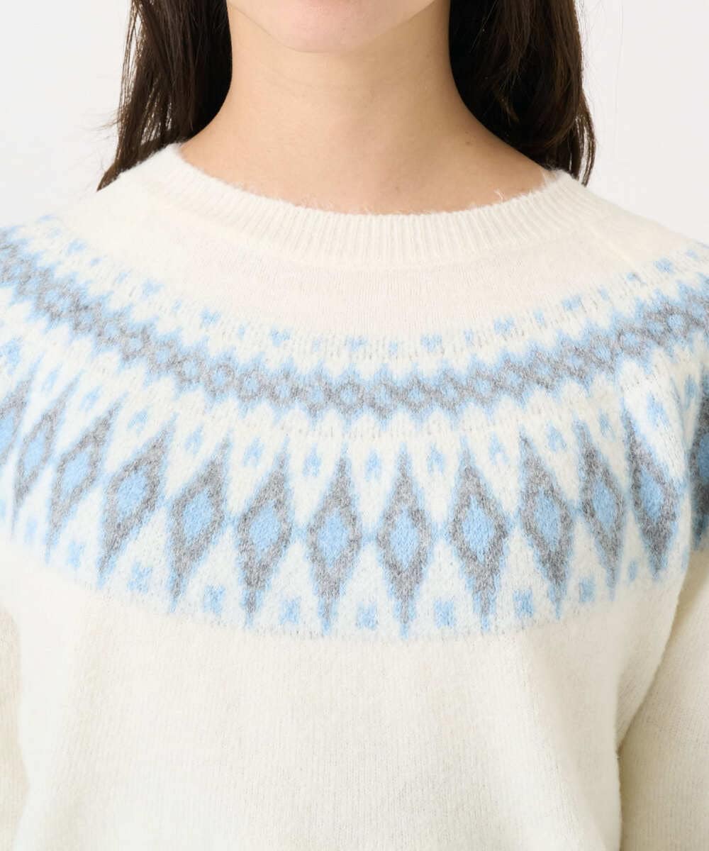 F1FBD54160 MK MICHEL KLEIN(小さいサイズ)(メゾン ドゥ サンク) 【小さいサイズ】ノルディック柄ニット/洗える アイボリー