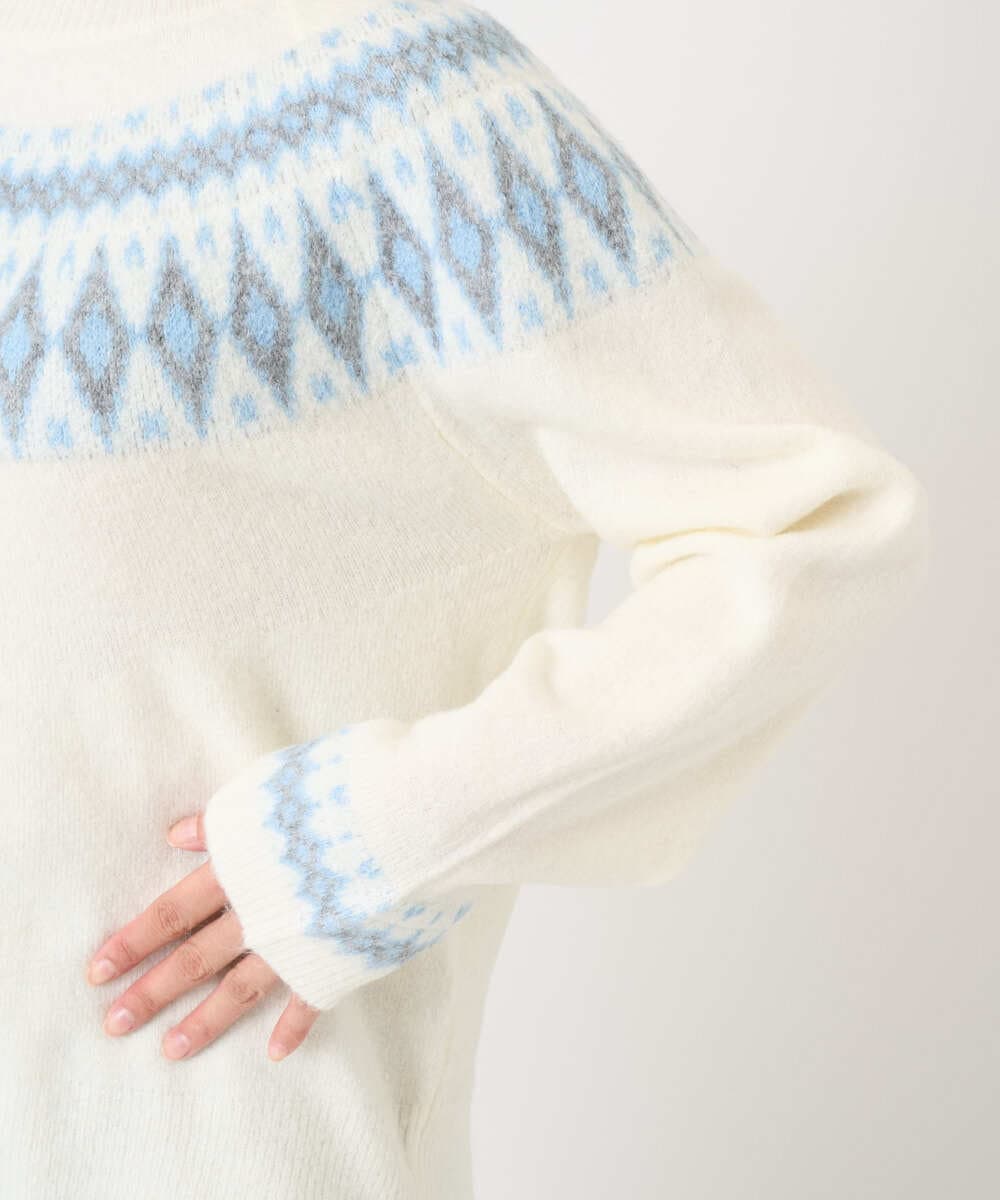 F1FBD54160 MK MICHEL KLEIN(小さいサイズ)(メゾン ドゥ サンク) 【小さいサイズ】ノルディック柄ニット/洗える アイボリー