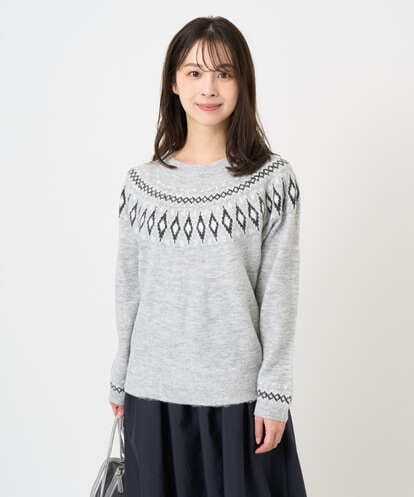 F1FBD54160 MK MICHEL KLEIN(小さいサイズ) 【小さいサイズ】ノルディック柄ニット/洗える