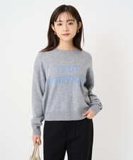 F1FBD56140 MK MICHEL KLEIN(小さいサイズ)(メゾン ドゥ サンク) 【小さいサイズ】ロゴ入りウール混ニット/前後2way/洗える グレー