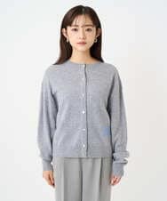 F1FBD56140 MK MICHEL KLEIN(小さいサイズ)(メゾン ドゥ サンク) 【小さいサイズ】ロゴ入りウール混ニット/前後2way/洗える グレー