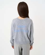 F1FBD56140 MK MICHEL KLEIN(小さいサイズ)(メゾン ドゥ サンク) 【小さいサイズ】ロゴ入りウール混ニット/前後2way/洗える グレー