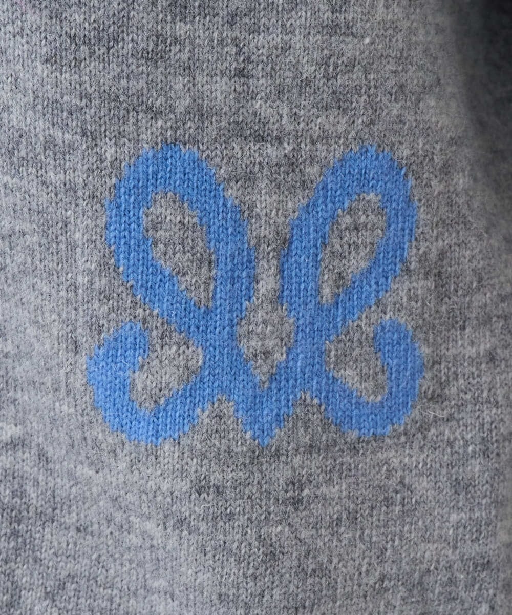 F1FBD56140 MK MICHEL KLEIN(小さいサイズ)(メゾン ドゥ サンク) 【小さいサイズ】ロゴ入りウール混ニット/前後2way/洗える グレー